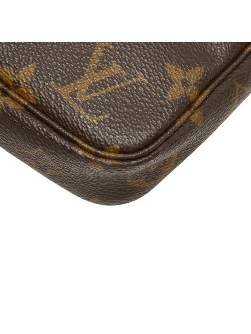 Louis Vuitton Monogram Pochette Soirle Handbag Pouch Brown Leather